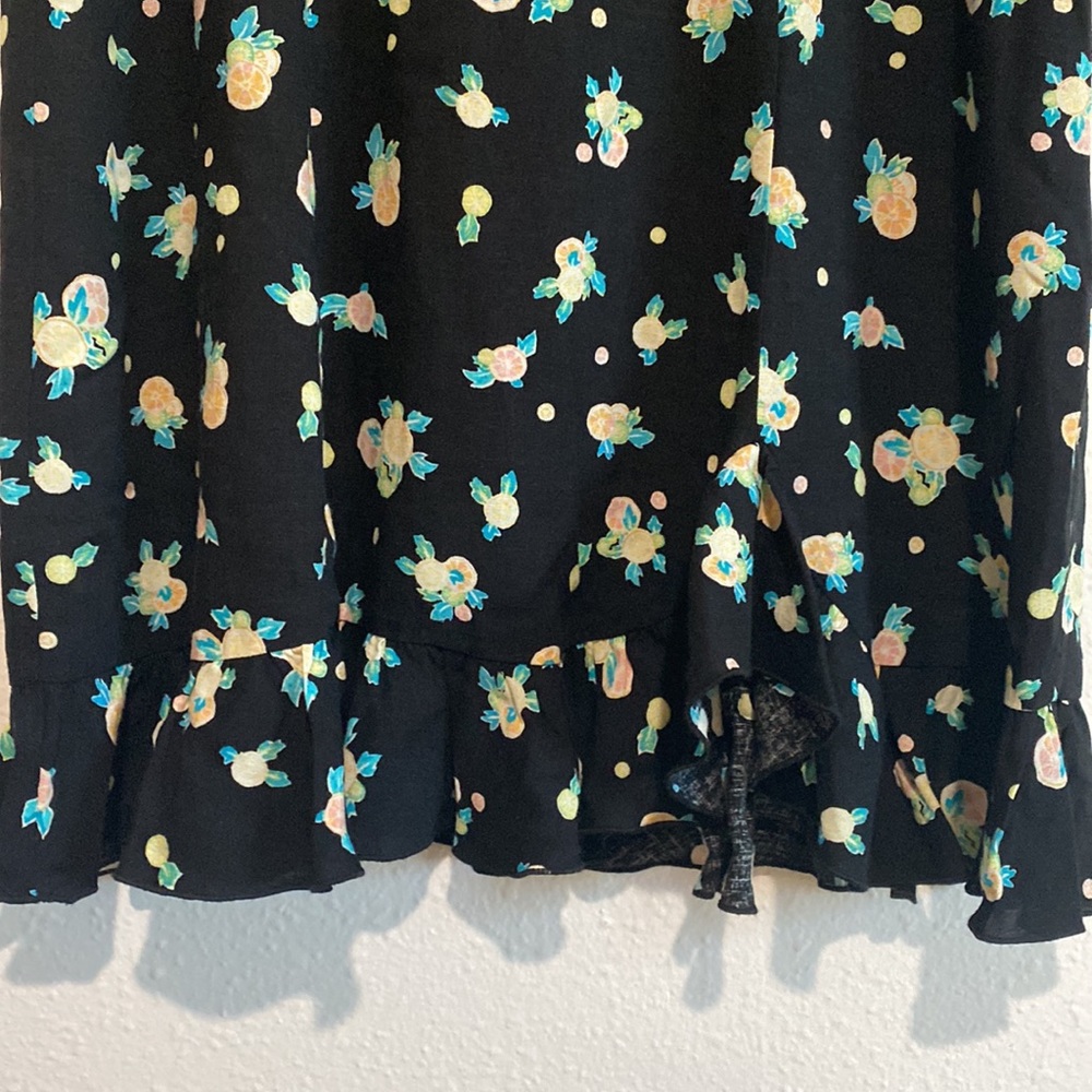 FREE PEOPLE Like a Lady Linen Citrus Novelty Printed Mini Dress Ruffle Tie Back - Picture 7 of 11